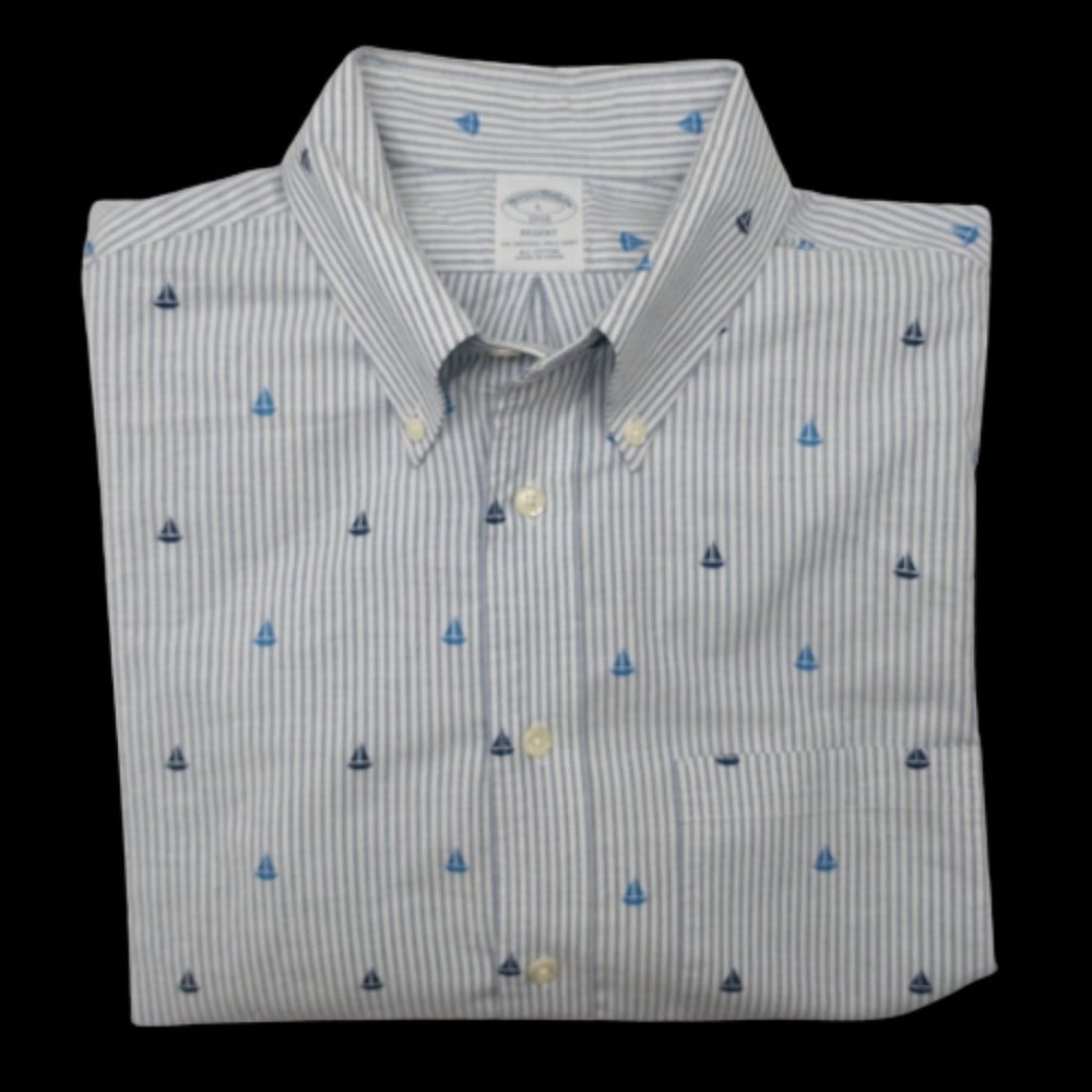 Brooks Brothers Blue and White Striped Casual Button Down Shirt